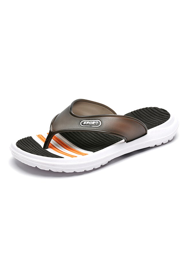 Contrast Light Weight Flip Flops Black/Orange/White - Image 1