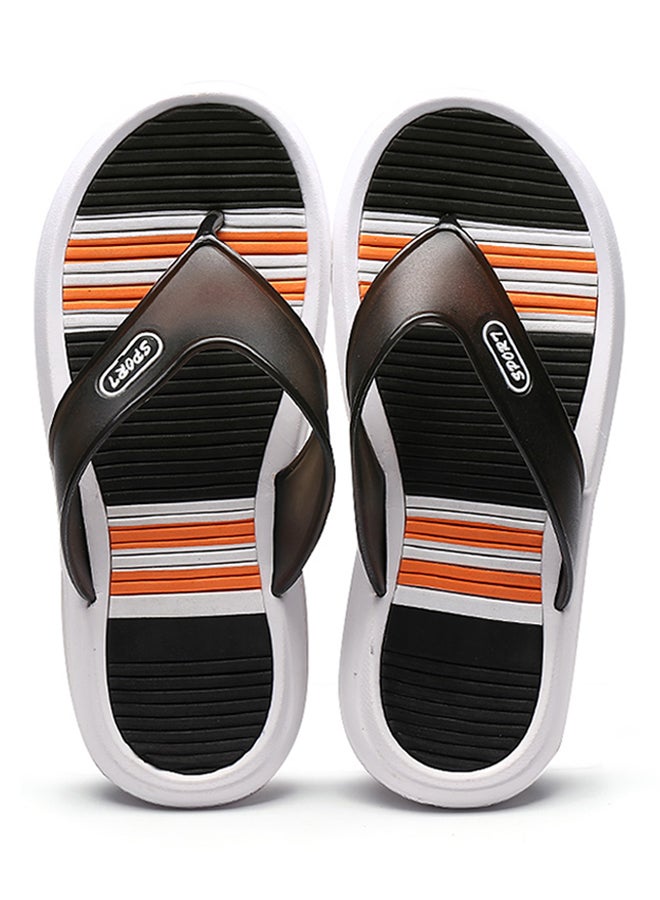 Contrast Light Weight Flip Flops Black/Orange/White - Image 4