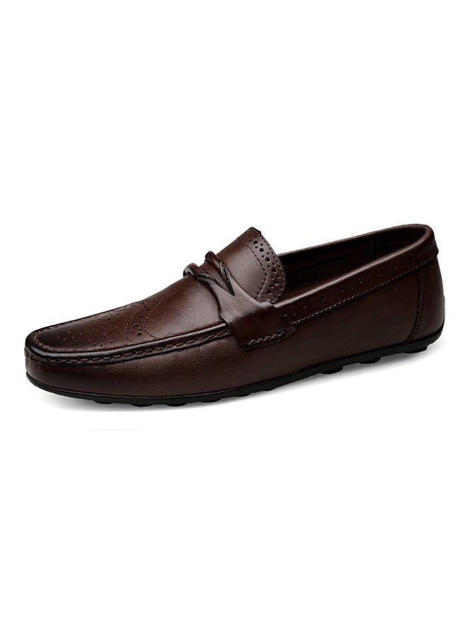 ماركة غير محددة حذاء جلدي أصلي وبدون رباط بني  - Image 3