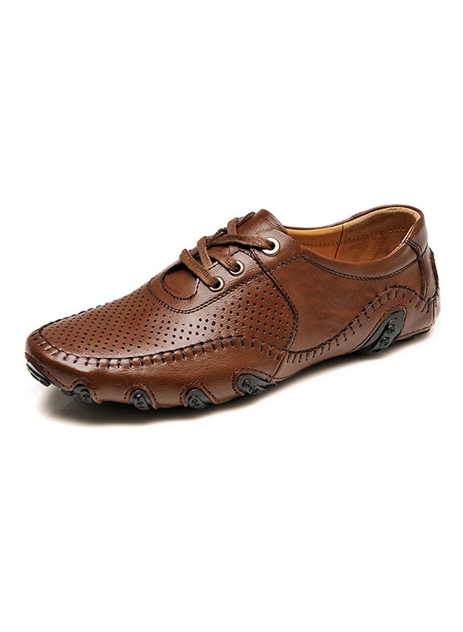 On The Go Driving Casual Lace Up Shoes Brown  - Image 3