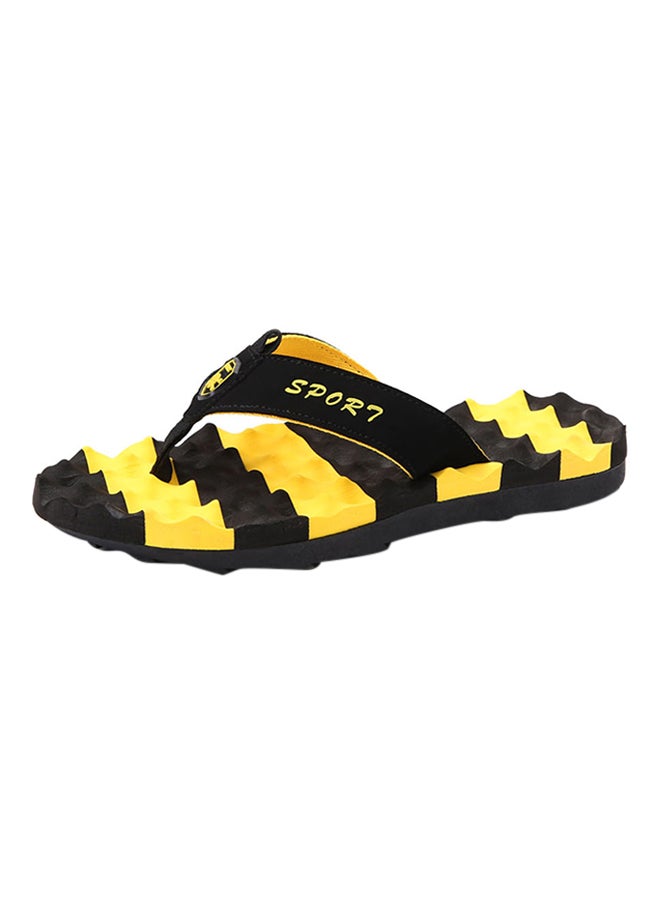Light Weight Massage Thong Flip Flops Yellow/Black  - Image 1