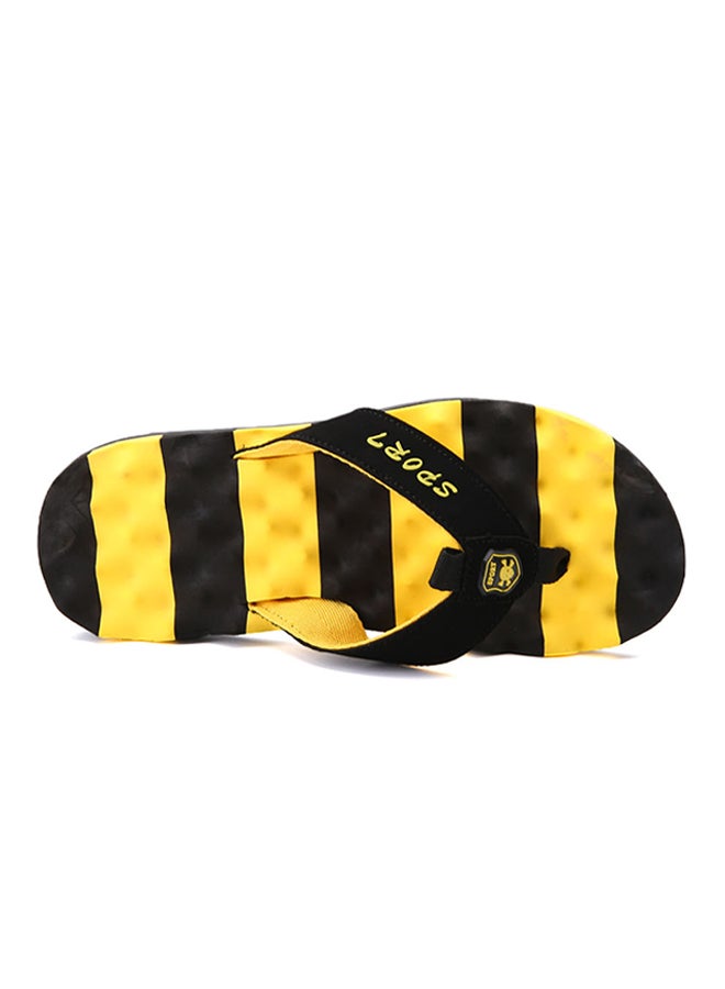 Light Weight Massage Thong Flip Flops Yellow/Black  - Image 2