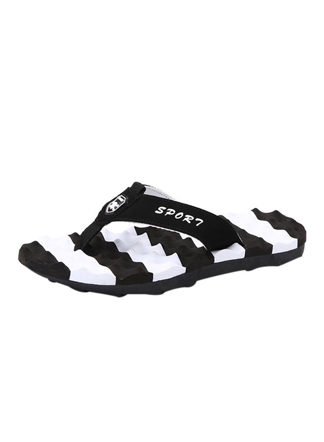 Light Weight Massage Thong Flip Flops Black/White  - Image 1