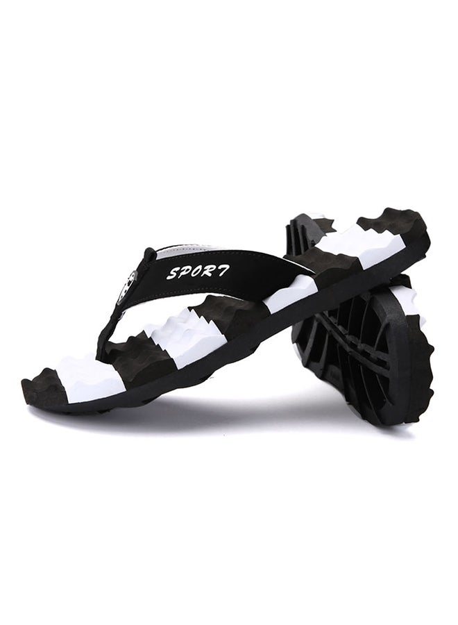 Light Weight Massage Thong Flip Flops Black/White  - Image 3
