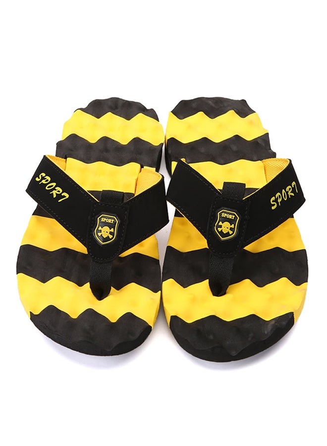 Light Weight Massage Thong Flip Flops Yellow/Black  - Image 3