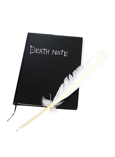 2-Piece Printed Notebook With Pen Black/White