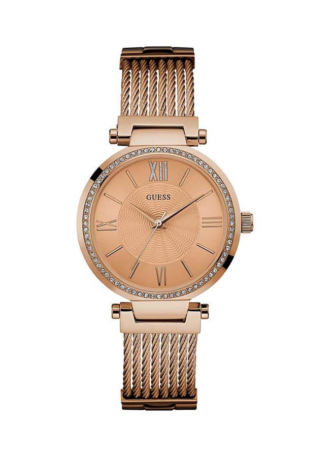 جس ساعة انالوج مقاومة للماء من الستانلس ستيل W0638L4 - 36 ملم - ذهبي وردي - Image 1