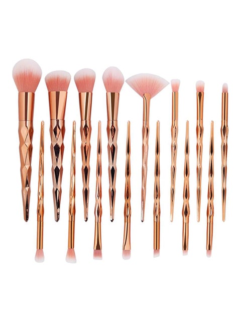15 Piece Make Up Brush Set Rose Gold