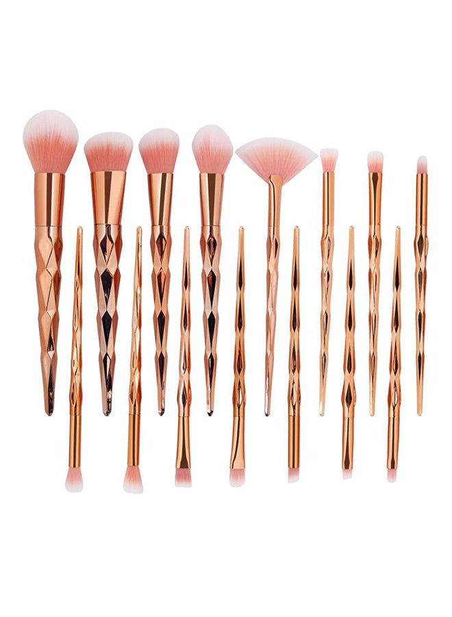 مانجي طقم فُرش مستحضرات تجميل من 15 قطعة ذهبي وردي - Image 1