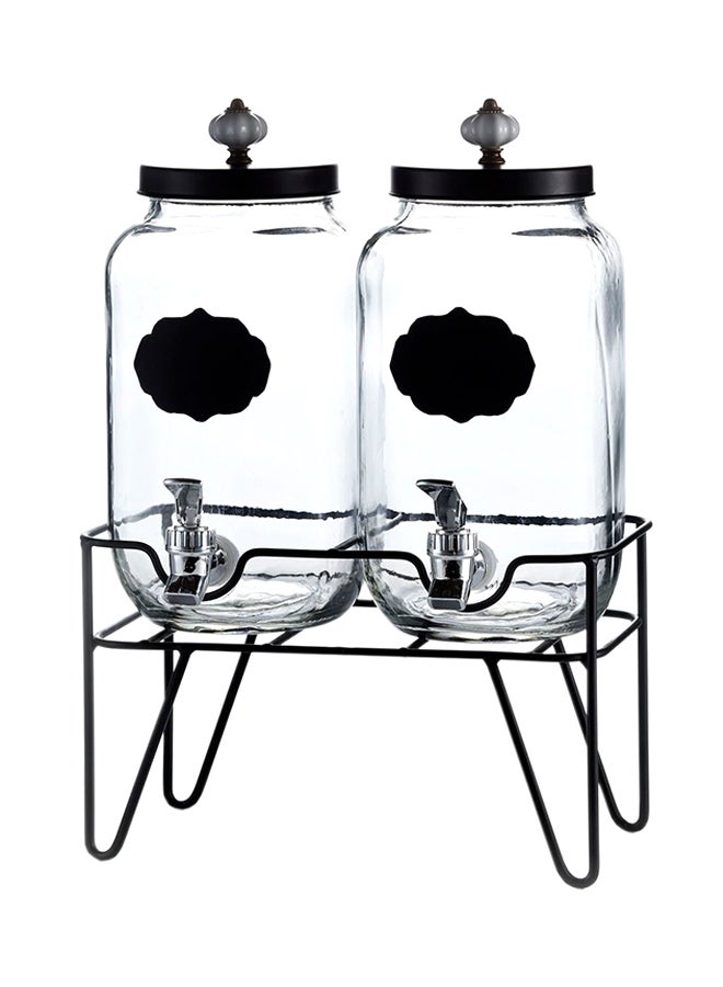 Set Of 2 Manchester Beverage Dispenser With Rack Clear 8x13x17inch