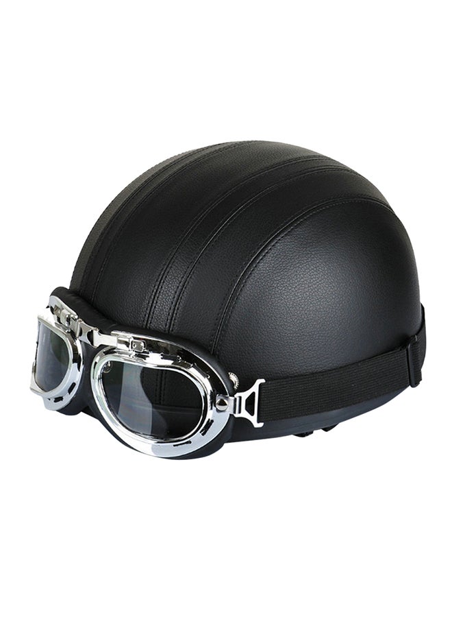 QiaoKai - Open Face Half Helmet With Visor And UV Goggles - Image 1