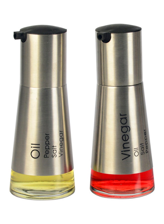 Harmony 2-Piece Oil And Vinegar Water Bottle Set Silver