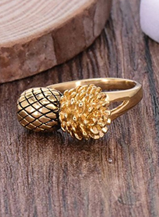Generic Retrol Tropical Fruit Pineapple Head Titanium Steel Ring  - Image 2