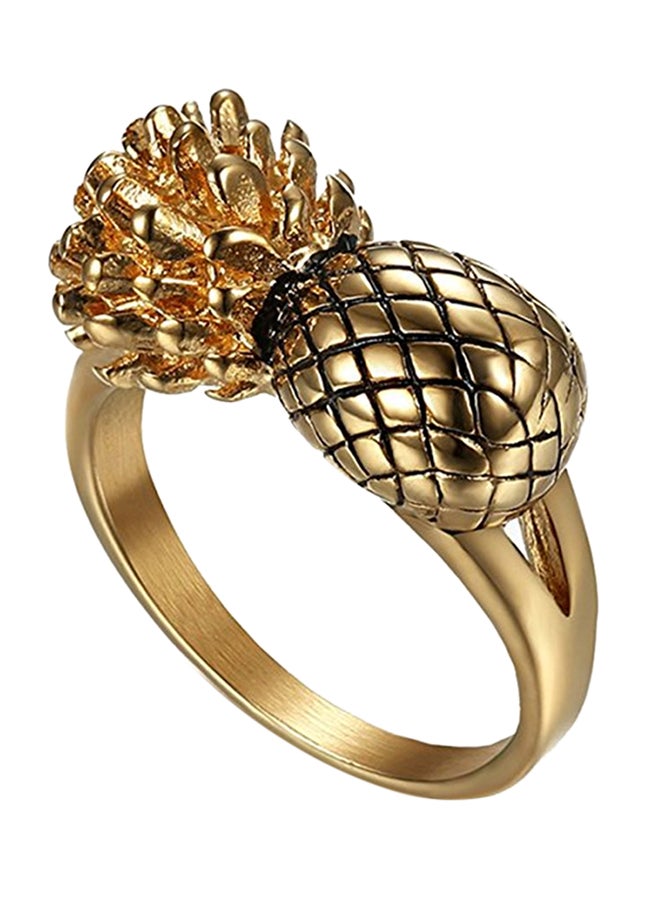 Generic Retrol Tropical Fruit Pineapple Head Titanium Steel Ring  - Image 1