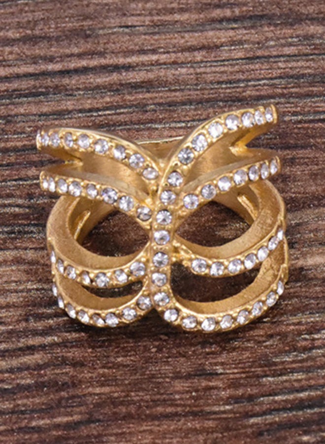 Generic Rhinestone Hollowed Out Butterfly Titanium Steel Ring  - Image 2