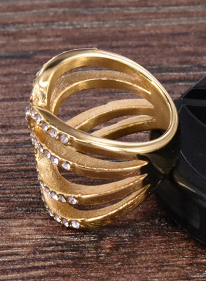 Generic Rhinestone Hollowed Out Butterfly Titanium Steel Ring  - Image 3