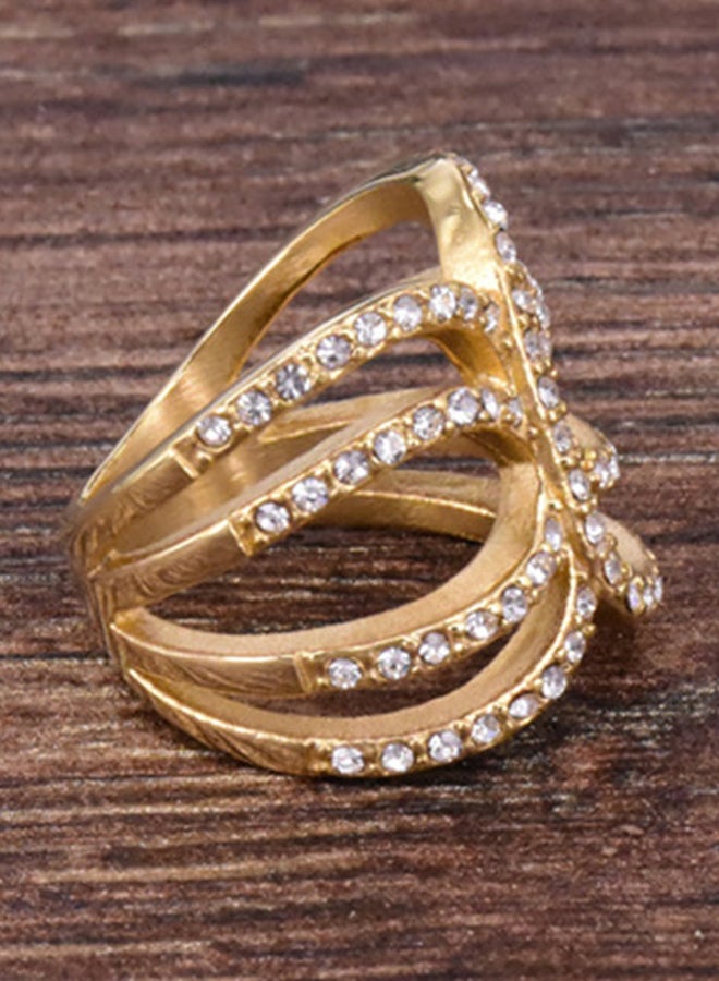 Generic Rhinestone Hollowed Out Butterfly Titanium Steel Ring  - Image 4
