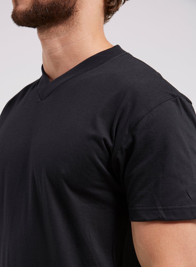 BYC - V-Neck Short Sleeves T-Shirt Black - Image 1