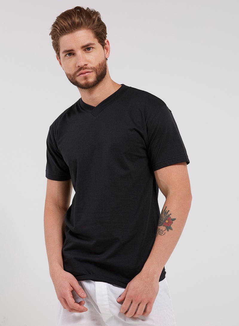 BYC V-Neck Short Sleeves T-Shirt Black  - Image 1