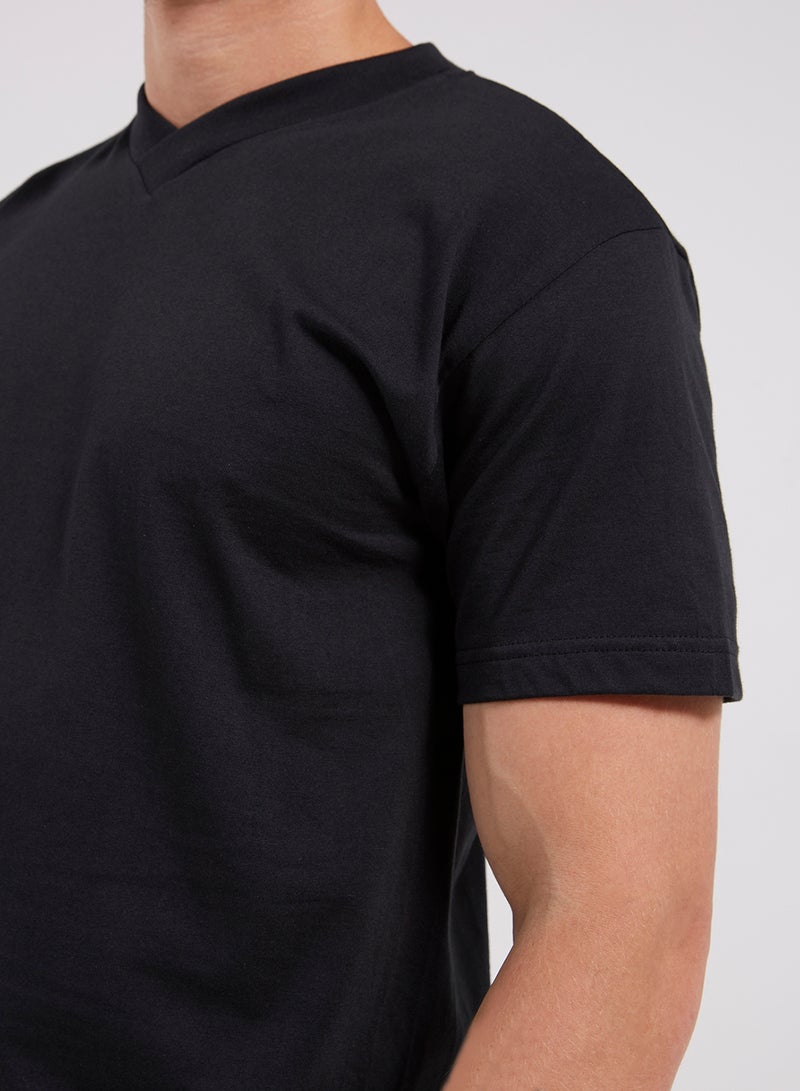 BYC V-Neck Short Sleeves T-Shirt Black  - Image 4
