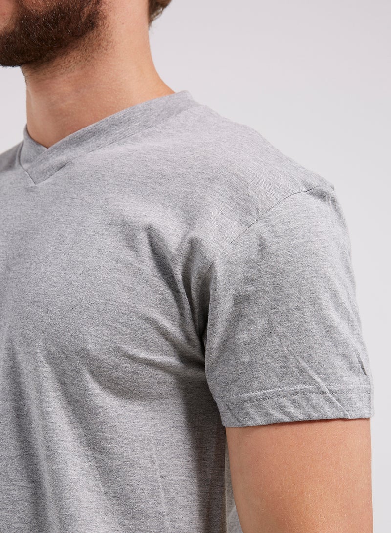 BYC - V-Neck Short Sleeves T-Shirt Grey - Image 1