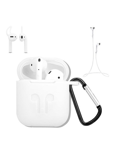 Protective Shockproof Hang Case With Clip For Apple AirPods White