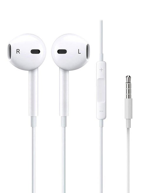 In-Ear Wired Earphones With Mic White
