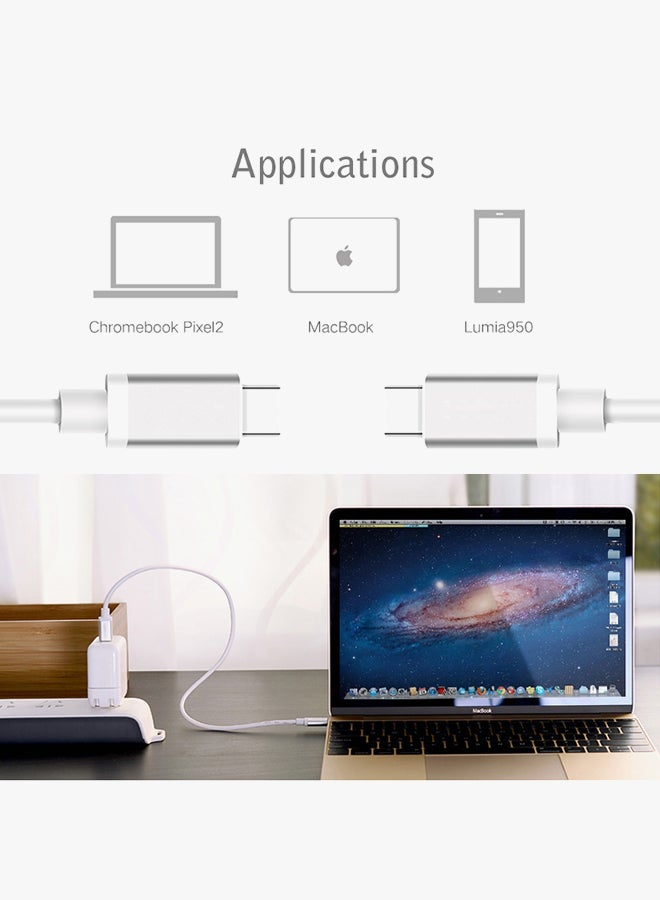 Type-C To Type-C Data Sync Cable White - Image 3