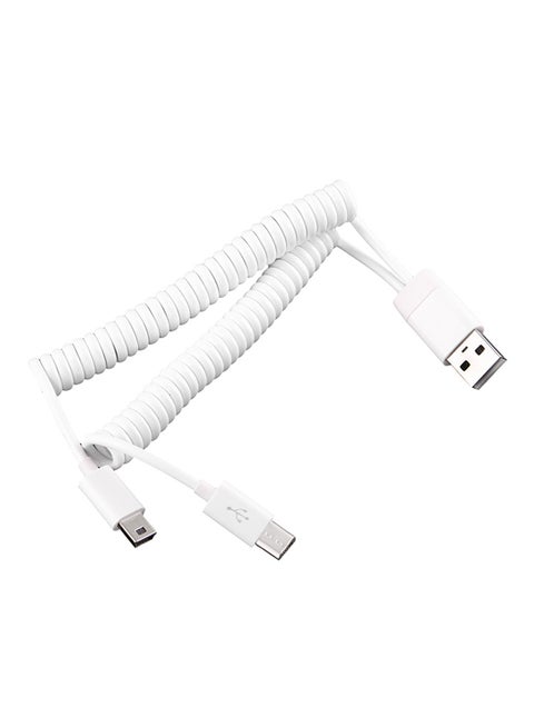 Mini USB And Micro USB To USB 2.0 Data Sync Charging Cable White