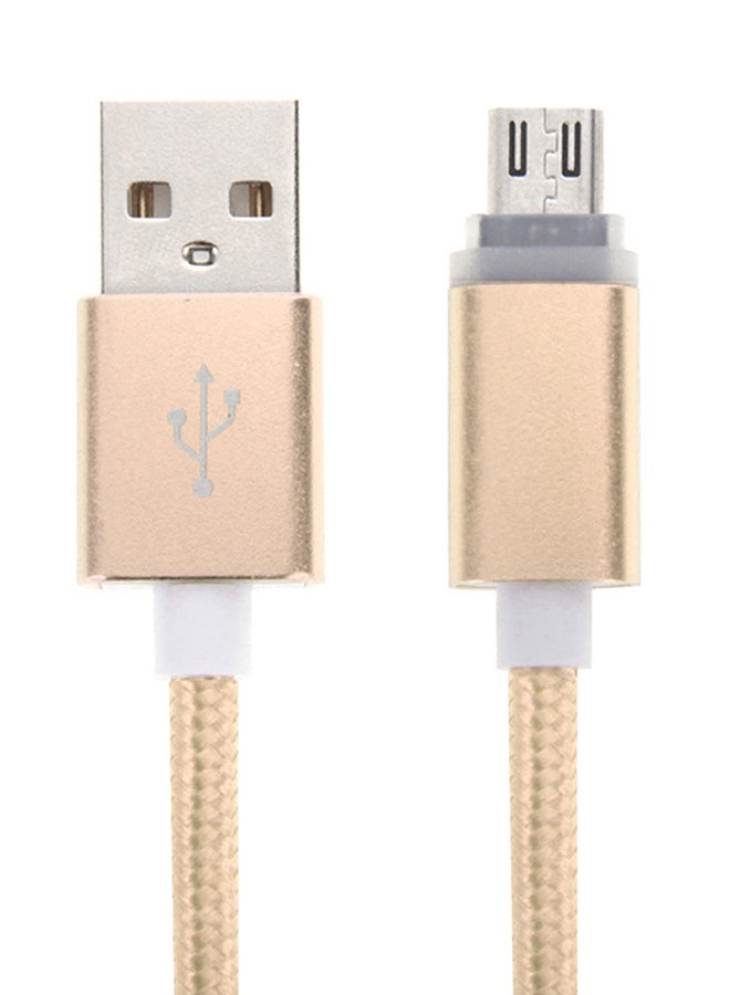 Micro USB To USB 2.0 Data Sync Charging Cable With LED Indicator Light Gold - Image 2