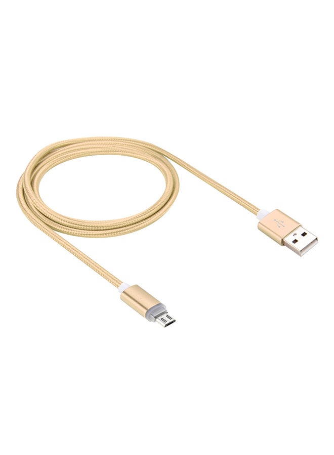 Micro USB To USB 2.0 Data Sync Charging Cable With LED Indicator Light Gold - Image 1