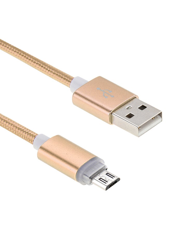 Micro USB To USB 2.0 Data Sync Charging Cable With LED Indicator Light Gold - Image 3