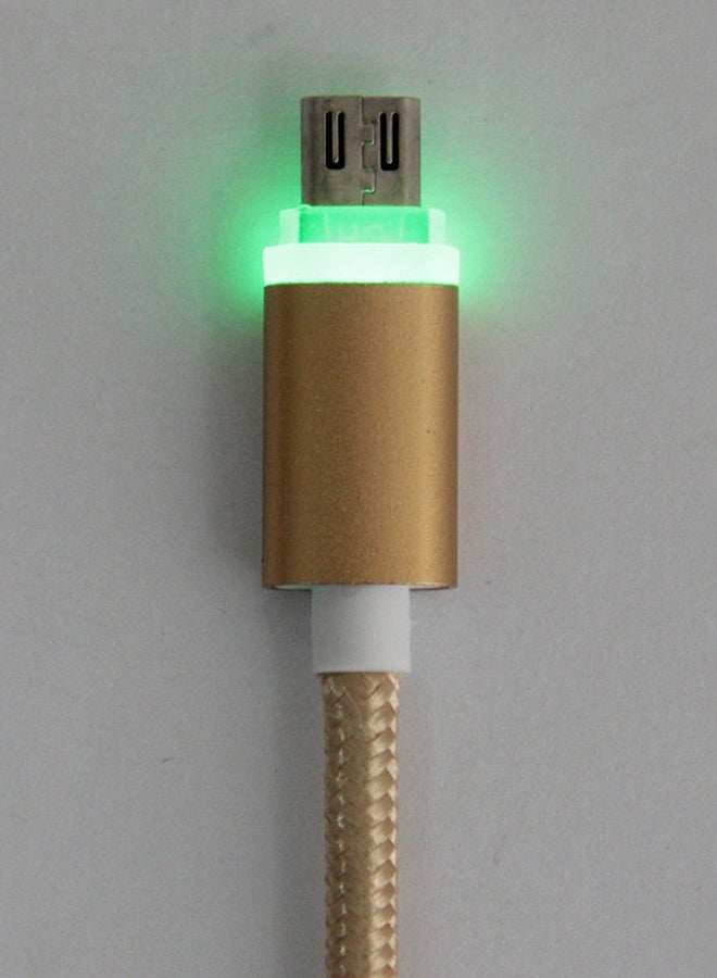 Micro USB To USB 2.0 Data Sync Charging Cable With LED Indicator Light Gold - Image 4
