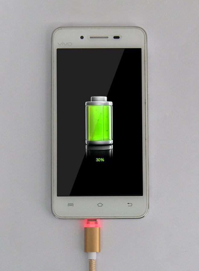 Micro USB To USB 2.0 Data Sync Charging Cable With LED Indicator Light Gold - Image 5