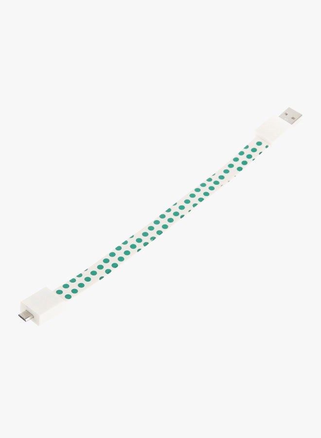 2-In-1 Bracelet Style Micro USB Data Sync Charging Cable With 30 Pin Adapter White/Green - Image 3