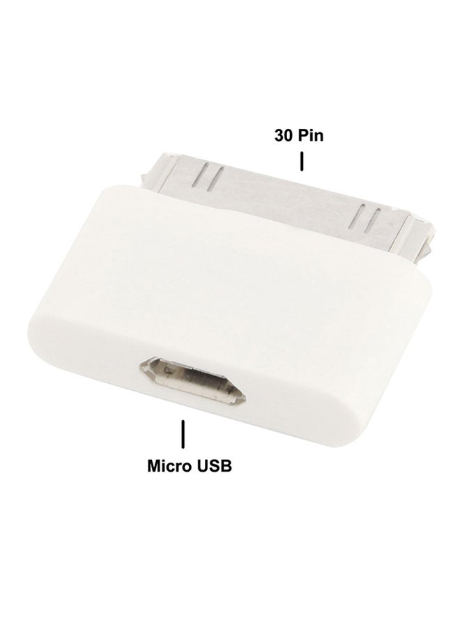 2-In-1 Bracelet Style Micro USB Data Sync Charging Cable With 30 Pin Adapter White/Green - Image 2