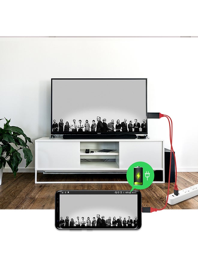 Type-C To HDMI 4K/2K UHD Graphics Video Converter Cable With Smart Power Charge Red/Black - Image 5