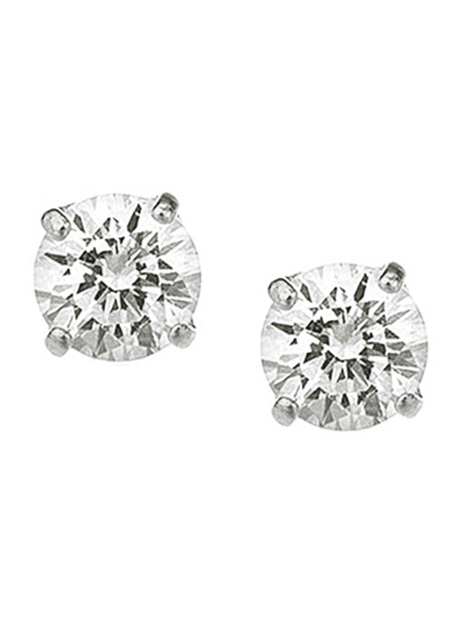 Golden Choice 10K Solid White Gold Stunning 3mm CZ Basket Setting Earrings  - Image 3