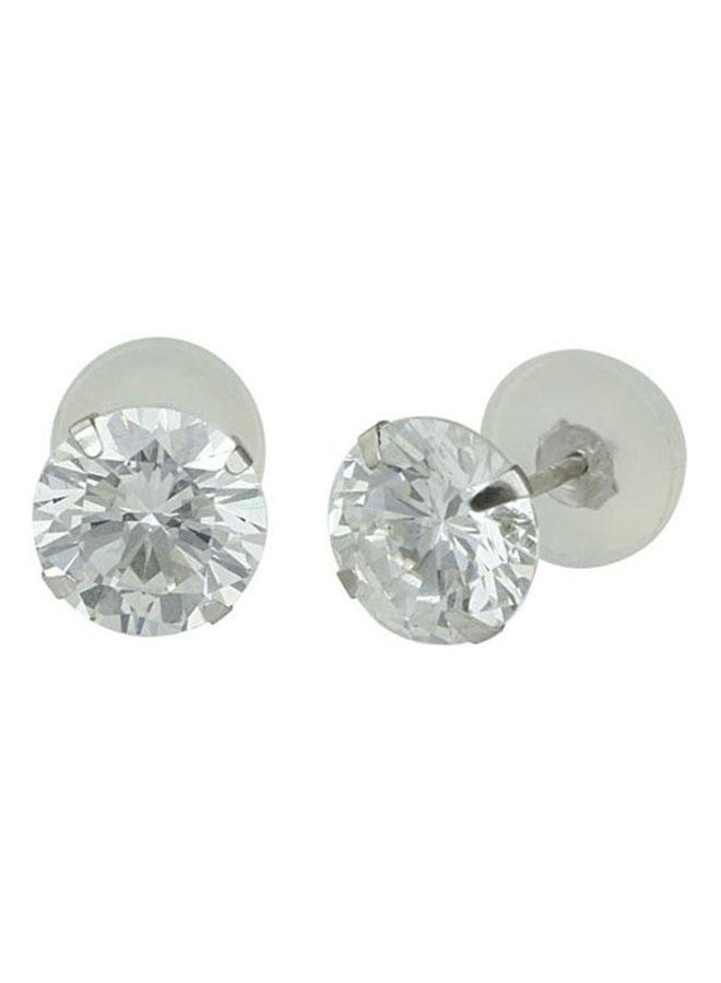 Golden Choice - 14 Karat  White Gold Clear Cubic Zirconia Stud Earrings - Image 1