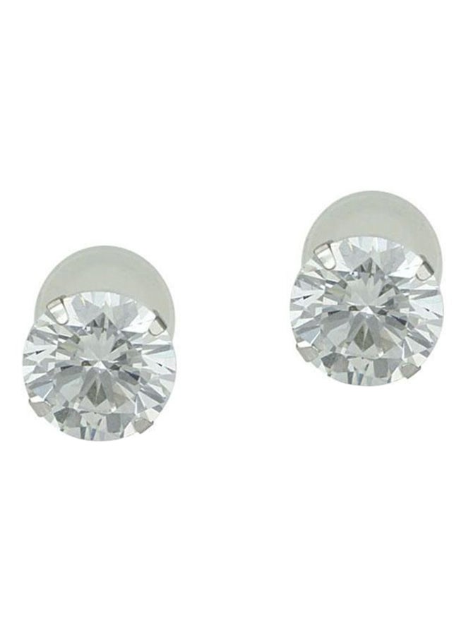 Golden Choice - 14 Karat  White Gold Clear Cubic Zirconia Stud Earrings - Image 1