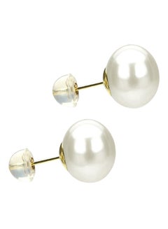 14K Solid Gold 6-7mm White AAA Freshwater Pearl Stud Earrings