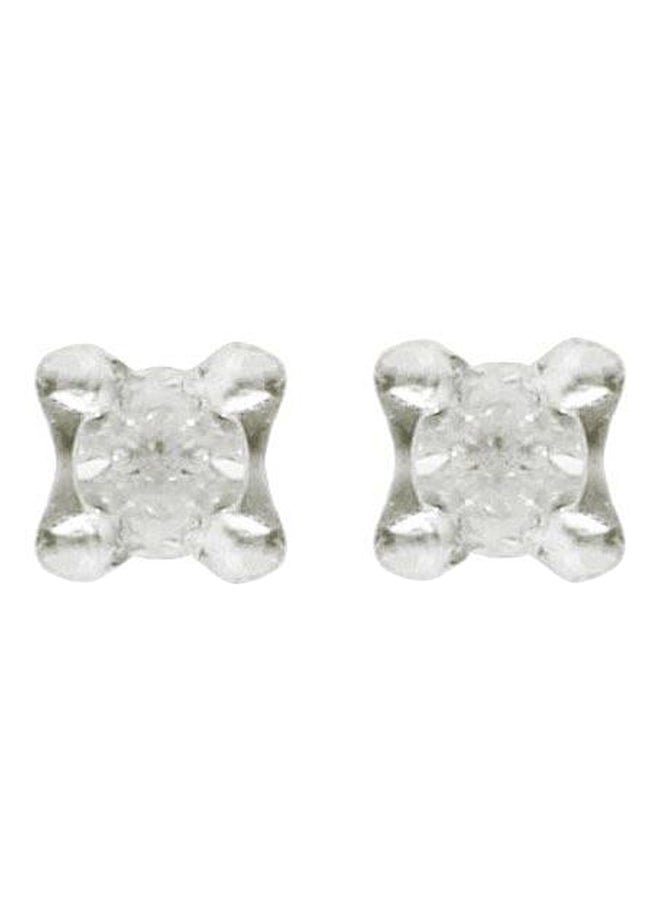 Golden Choice - 18K Solid White Gold And 0.03Ct Diamond Stud Earrings - Image 1