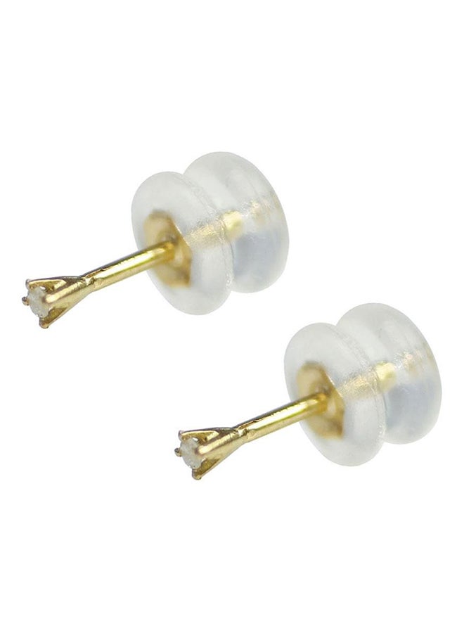 Golden Choice - 18K Solid Gold 0.03Ct Tiny Genuine Diamond Stud Earrings - Image 1