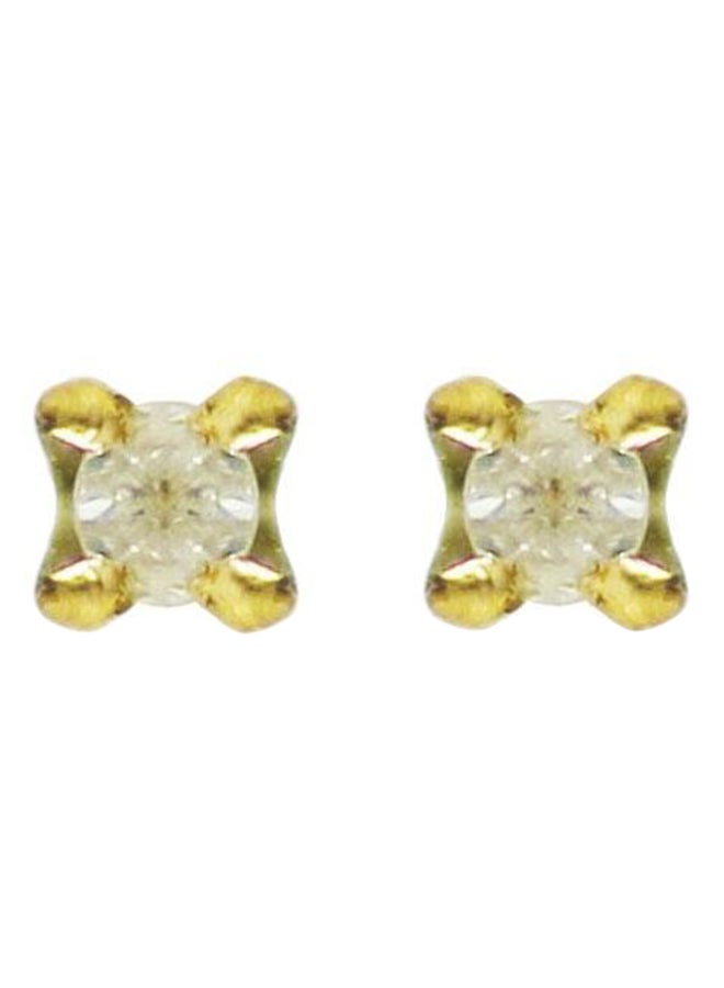 Golden Choice - 18K Solid Gold 0.03Ct Tiny Genuine Diamond Stud Earrings - Image 1