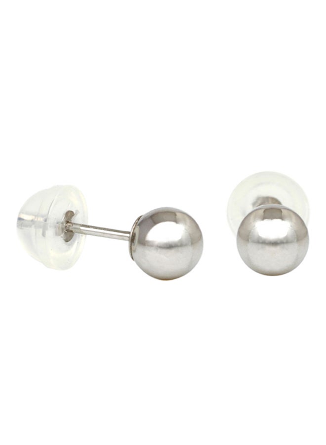 Golden Choice - 10 Karat  White Gold High Polished Ball Stud Earrings - Image 1