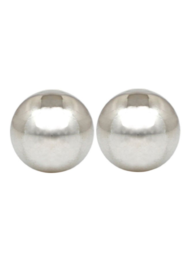 Golden Choice - 10 Karat  White Gold High Polished Ball Stud Earrings - Image 1