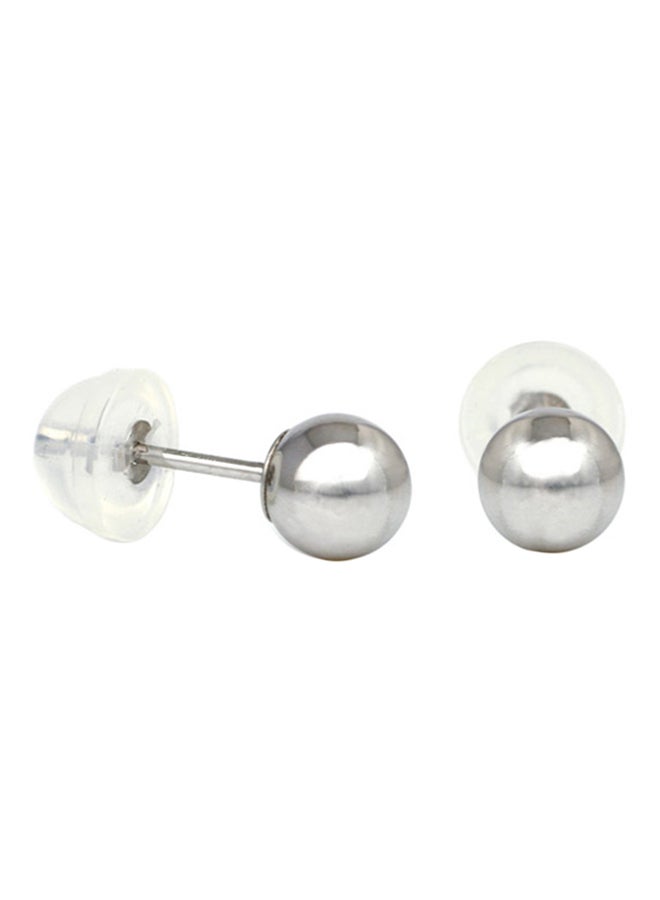Golden Choice - 14K Solid White Gold 5mm High Polished Ball Stud Earrings - Image 1
