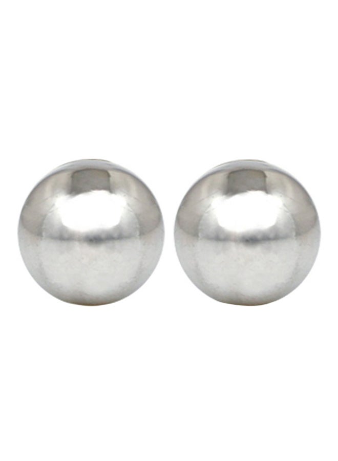 Golden Choice - 14K Solid White Gold 5mm High Polished Ball Stud Earrings - Image 1