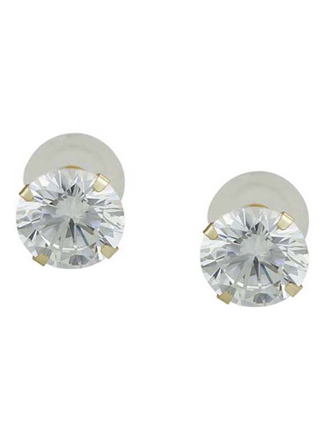 Golden Choice 10 Karat  Gold Tiny Briliant Clear Cubic Zirconia Stud Earrings  - Image 2