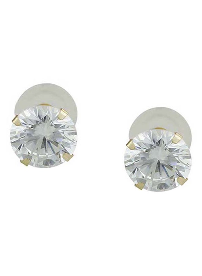 Golden Choice - 10K Solid Gold 3mm Brilliant Clear Cubic Zirconia Stud Earrings - Image 1